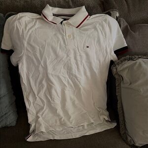 Tommy Hilfiger Classic White Polo with Red and Black Details